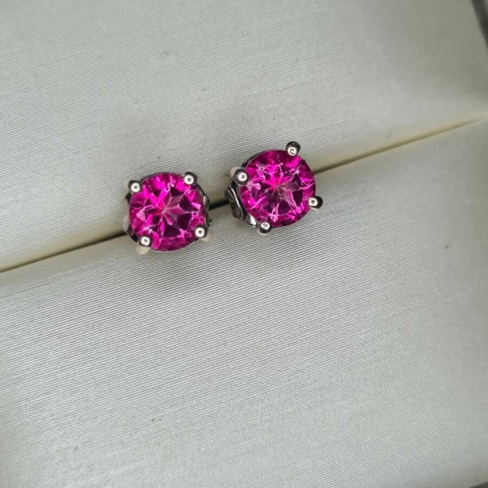 Asos pink purple jewel stud earrings fuchsia